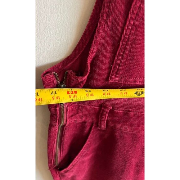 Mumu Blue Womens Corduroy Flare Overalls Berkeley Bell Bottom Red Size XL - Picture 6 of 11